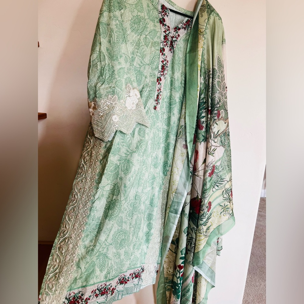 Indian Pakistani embroidery lawn cotton dress